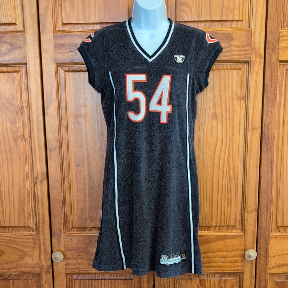 Reebok Terry Cloth NFL Chicago Bears Urlacher V Neck Mini Dress M          CC223